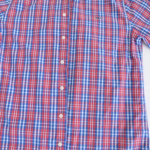 Vineyard Vines Blue & Red Checker Slim Fit Whales 100% Cotton Button Up Shirt M - Picture 7 of 12